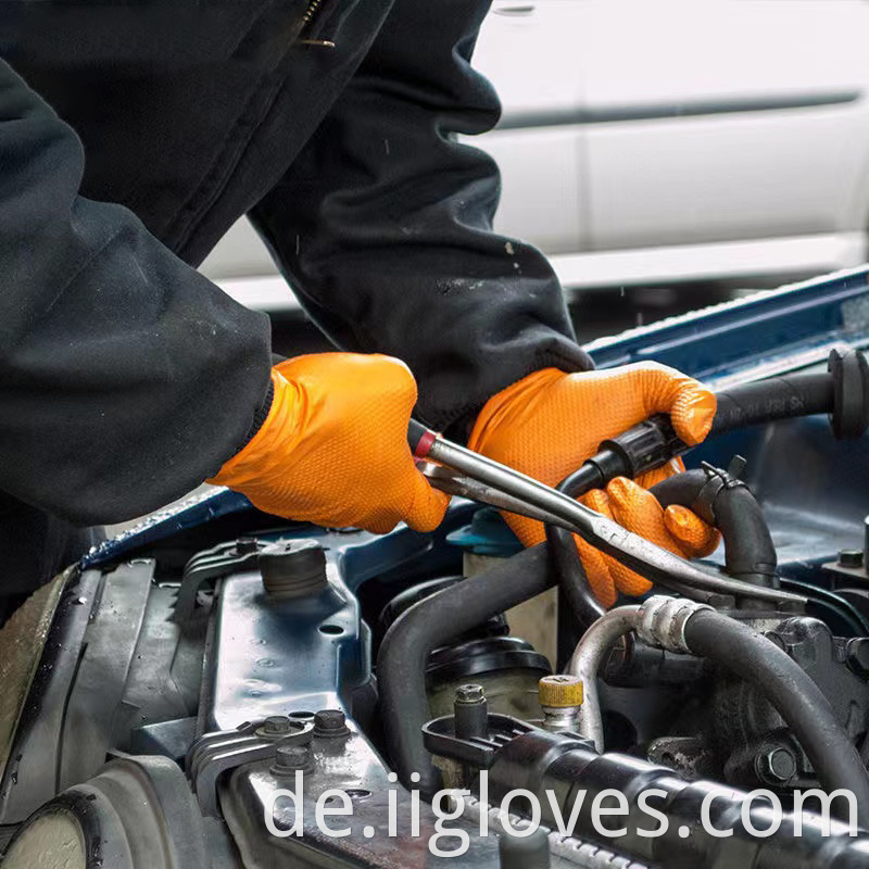 Schnelle Lieferung Industrielle Reparaturmaschine Orange Nitrilhandschuhe Einschicht 8 mil mechanisch dicke schwarze Nitrilhandschuhe